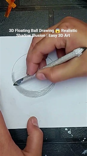 3D Floating Ball Drawing 😱 Realistic Shadow Illusion | Easy 3D Art #shorts