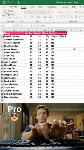 Calculate percentage of students marks in excel 😱 #excel #office #spreadsheet
