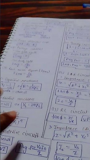 ALTERNATING CURRENT CLASS 12 FORMULA SHEET