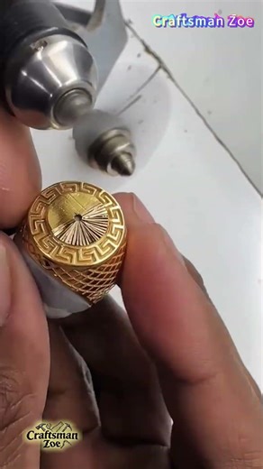 Hand cut pattern on gold ring