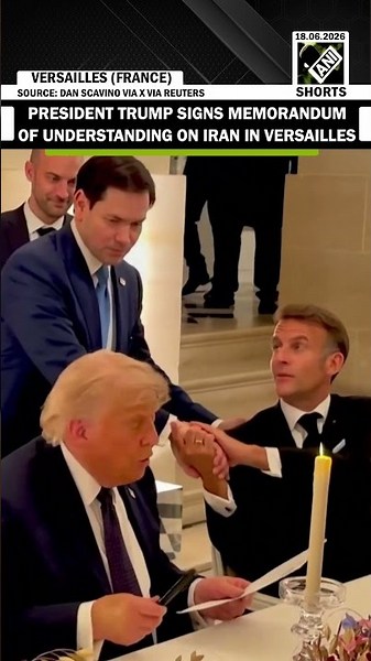 U.S President Trump signs MoU to end hostilities with Iran war at the Palace of Versailles in France