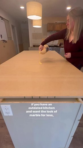 For the last couple months I’ve been hitting and renovating our kitchen and now I’m building faux marble countertops! Follow along for the process and reveal! #kitchenmakeover #kitchencountertops #fauxmarble #diykitchen | It's Honey Done