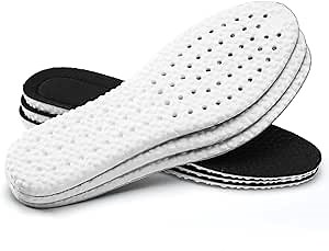 XINIFOOT 3 Pairs Shock Absorption Flexible Replacement Insoles PU Elastic Inserts - Relieve Foot Pain - Maximum Cushion Comfortable Insoles for (Men Black)