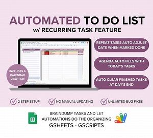 Auto Repeat Tasks Digital Planner & to Do List | Automated Google Sheet Template - Etsy UK
