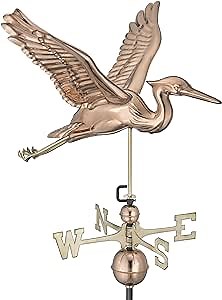 Good Directions Blue Heron Weathervane, Pure Copper