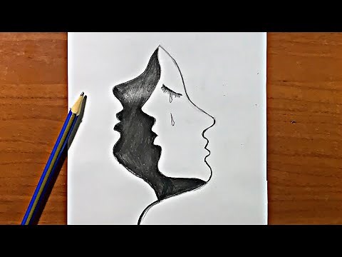 رسم تعبيري سهل جدا | تعلم رسم وجه حزين او وجوه حزينة