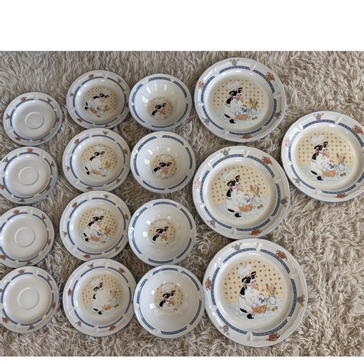 Vintage Y2k Newcor Stoneware Cow Chef Whimsical Dinner Plates Bowls Set 16 - Etsy
