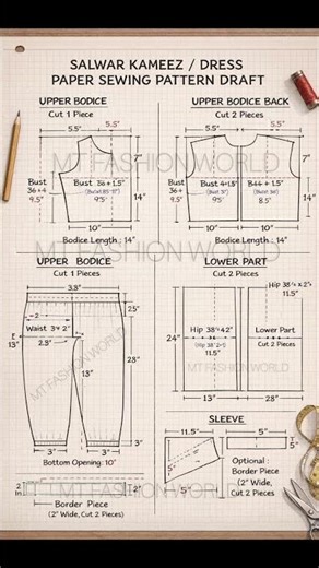 👉Salwar Kameez Paper Drafting | Correct Measurement Formula #shorts #shortsfeed #youtubeshorts