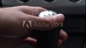 Angry Driver Changing Gears Fiercely with Manual Transmission Gear Stick