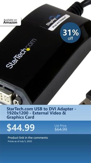 StarTech.com USB to DVI Adapter - 1920x1200 - External Video & Graphics Card