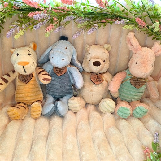 Winnie the Pooh Soft Toy / Personalised Teddy Bear / New Baby Gift Idea / Piglet Eeyore Tigger / Baby Shower / Engraved Name Tag / Nursery - Etsy UK