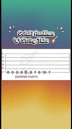 Gulabi Aankhen – E String Guitar Tabs 🎸 #Shorts
