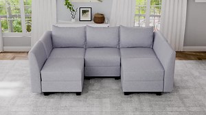 HOMESTOCK Modern DIY Sofa Armrest Module for Modular Sectional Sofa - Pair of Armrests for Sectional Modular Couch, Linen, Gray 70172HD