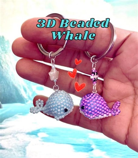 Beaded Whale Pattern PDF | 3D Seed Bead Tutorial | Peyote Stitch Keychain DIY