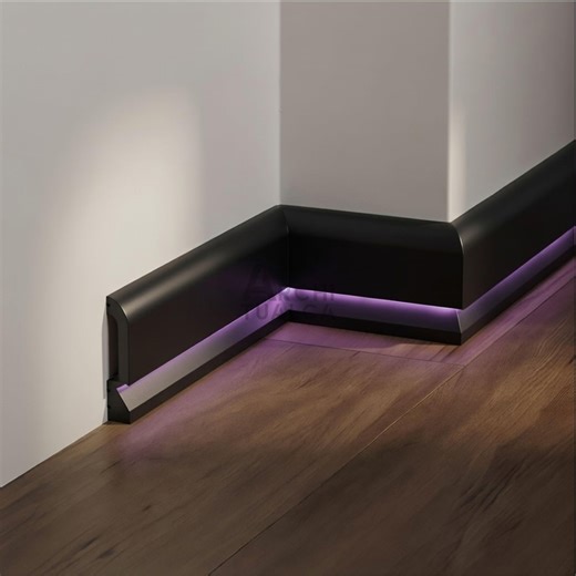 Black Baseboard With LED Duct – Modern Paintable Skirting Trim (LED Not Included) - Etsy UK