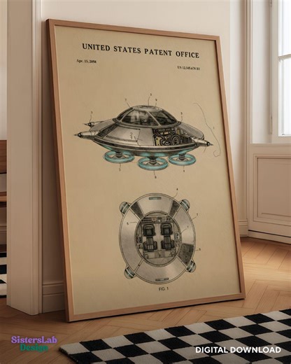 Declassified UFO Patent Printable Poster: Alien Anti-gravity Craft Retro Sci-fi Wall Art (digital Download) - Etsy