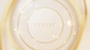 Golden circle lines shape with sparkling light effects, 3d blur style...