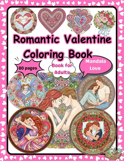 80 Romantic Mandala Coloring Pages for Adults & Teens | Valentine Love Coloring Book - Etsy