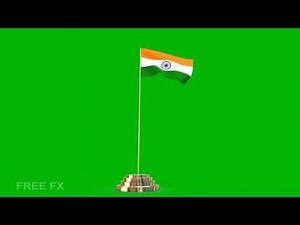india flag 3D animation green screen video, happy independence day, free footage