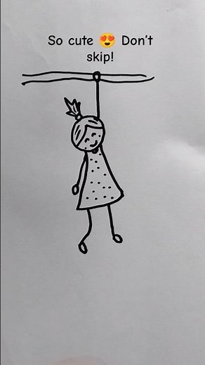 Cute Girl Hanging on a Rod 💕 So Easy! #shorts #drawing