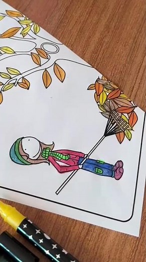 Coloring Fall Leaves 🍂🎨 #satisfying #art #shorts #softcoloring