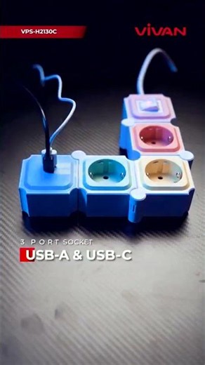 🔥 VIVAN Rainbow Power Strip! 3/4 Outlets + USB Charging, 3 Meter Cord 😱⚡ #Shorts