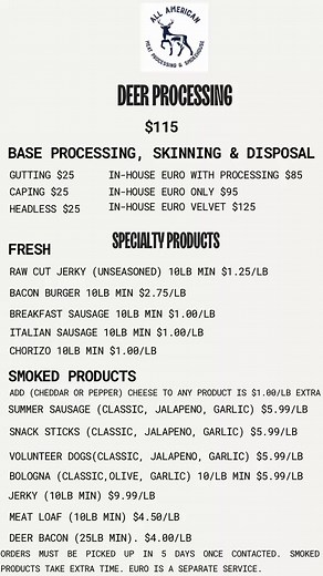 64K views · 93 reactions | Price sheet | All American Meat Processing and Smokehouse | Facebook