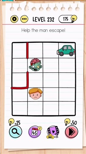 Brain Test Level 232 Answer | Help the man escape!