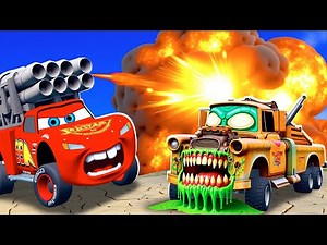 Epic escape from Lightning McQueen & Helicopter vs ZOMBIE LAVA MACK TRUCK Eater Cars in BeamNG.Drive