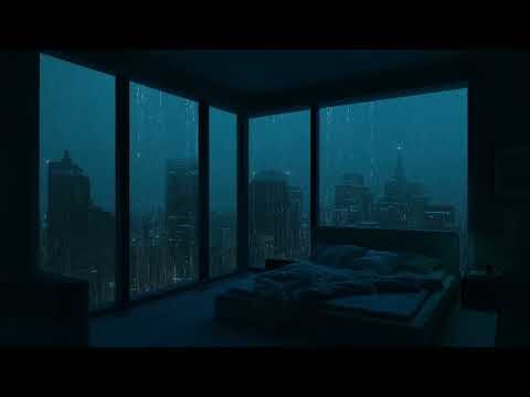 Cozy Bedroom with a Night View, Heavy Rain on Window, Helping You Drift into Sleep 🌧️🌙💤 Rainy Night