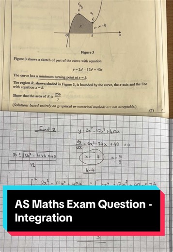 AS Maths Exam Question - Integration #alevels #alevelmaths #revision #examquestions #study