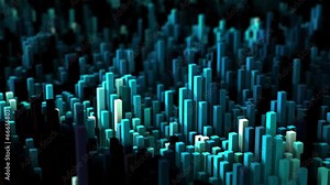 Abstract cubical surface in blue color on random motion background. Vj cubic surface in movement. 3d animation of cubes moving up and down for event, presentation. 4k footage