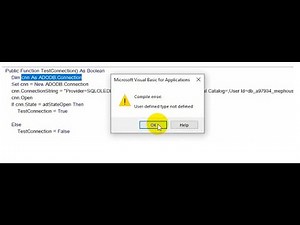 ADODB.Connection apear compile error user data defined not defined حل مشكلة إتصال أكسس بsql server
