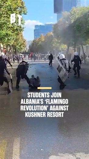 Students from universities across Albania took the streets on Friday, in a walk-out protest calling for better campus conditions, lower education costs and more jobs for graduates. The protesters in Tirana were brutally suppressed by police wielding batons, water cannons, and tear gas. They joined ongoing demonstrations led by the Flamingo Revolution, the months-long anti-government movement opposing plans linked to US President Donald Trump's son-in-law, Jared Kushner, to build a luxury resort 
