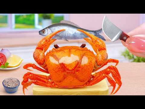 Baked Crab with Cheese 🦀 How To Make Miniature Cheesy Crab 🧀 Tina Mini Cooking