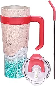 Amazon.com | YHSHYZH 40OZ Tumbler with Handle & Straw, Beach Gifts, Beach Insulated Cups, Tropical Sea Travel Coffee Mug, Summer Tumblers, Travel Gifts for Teacher Adults women (Blue waves, 40 OZ): Tumblers & Water Glasses