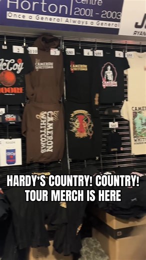 We’ll take one of everything, please 👀😍🙌 First looks at the NEW MERCH at @HARDY’s opening night of the Country! Country! Tour in Oshawa! #HARDY #CountryCountry #Oshawa #livemusic #Merch