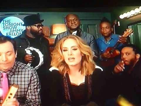 Adele sing Hello with Jimmy Fallon and The Roots