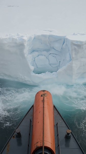 Icebreaker Ship Ramming Antarctic Ice Shelf #Antarctica #Icebreaker