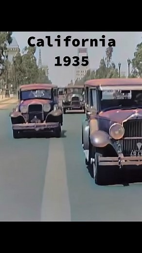 Take a ride along Wilshire Boulevard in 1935 California (colorized)! #history #vintagecar #californiahistory