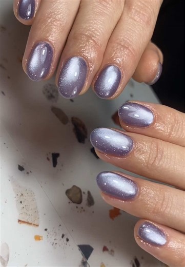 Custom Steel Lilac Cat Eye Nails Tutorial