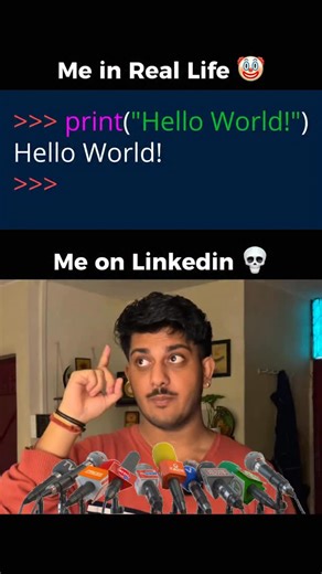 Uday Sharma | Hackathon | Freelancing | Tech | Marketing on Instagram: "Me on Linkedin😭😭 . . {linkedin, meme, big data, ai, machine learning, mern stack developer, iot, cybersecurity, meta verse, ar vr, 3d modelling, comedy, technology, programming, coding} . . #technology #coding #linkedin #programming #ai"