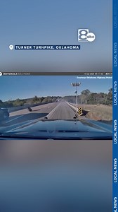 Dash cam video from the Oklahoma Highway Patrol captures the moment a semi truck loses two tires on the Turner Turnpike. One tire rolls into traffic, the other falls to the side in the grass. A passing car pushed the tire out of the roadway. Read more: https://bit.ly/3WWzeeE | NewsChannel 8 - Tulsa