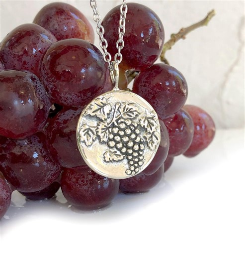 Grapes & Dionysus, Bacchus - Large Silver Necklace - DOUBLE SIDED - Mythology God of Wine - Etsy UK