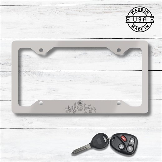 Wildflowers License Plate Frame | Floral Car Accessory - Etsy