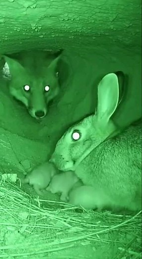 Rabbit Den Night Attack: Fox vs Mother Rabbit #wildlife #mother