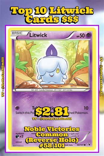 Top 10 Rarest Litwick Pokémon Cards! 🕯️ #pokemon #pokemoncards #pokemontcg #pokémon #top10 #tcg