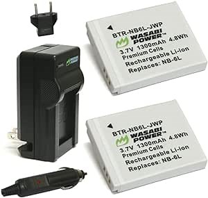 Wasabi Power CAS NP-6L Battery (2-Pack) and Charger Kit for Generic FHD 1080P 44MP Digital Camera. Compatible with Aasonida, CAMKORY, GREYKA, HOORUAN, IWEUKJLO, lamphle, Lecran, Nsoela, and More