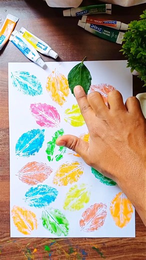 Leaf Printing Art with Natural Leaves | Easy Watercolor Leaf Painting | Creative Nature Art #art