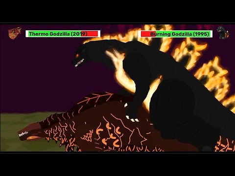 [DC2] Thermo Godzilla 2019 vs Burning Godzilla 1995 | ANIMATION with healthbars